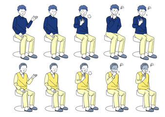 椅子に座る男性セット