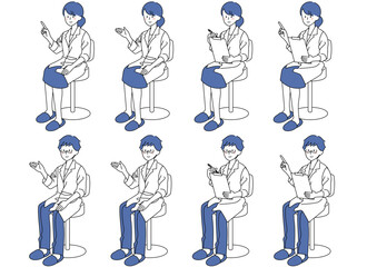 椅子に座り問診や説明をする医師のセット