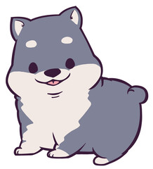 こちらを見つめる笑顔の黒柴犬のこども