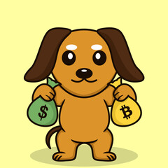 Vector illustration of premium cute dog doing weightlifting