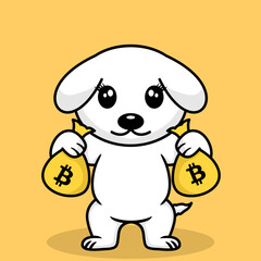 Fototapeta premium Vector illustration of premium cute dog doing weightlifting