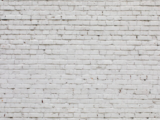 The grunge white brick wall full frame background