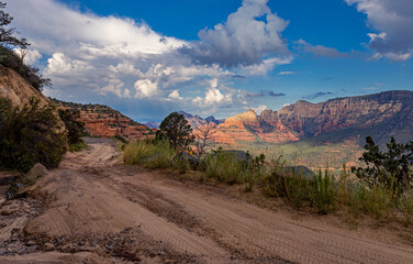 A Rough 4 Wheel Drive Road In Sedona Arizona With Red Rock Landscape