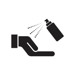 Clean hand with antiseptic alcohol spray icon. Antiseptic alcohol spray solid icon. Clean hand with hygienic gel glyph style pictogram on white background.
