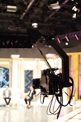 Crane with a high quality camera of television broadcasting and movie production.