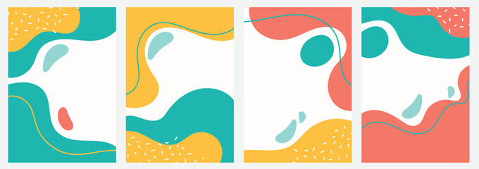 Set of minimalist handdrawn abstract fluid shape
