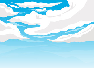 Vector illustration, blue sky with white clouds, as background or banner image, International Day of Clean Air for Blue Skies.