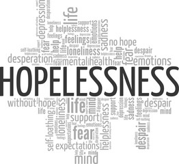 Hopelessness word cloud conceptual design isolated on white background.