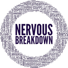 Nervous Breakdown word cloud conceptual design isolated on white background.