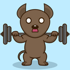 Obraz premium Vector illustration of premium cute dog doing weightlifting