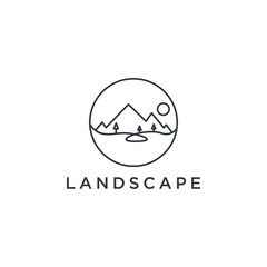 Simple Line Art Mountain Logo