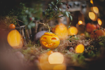 Pretty domestic mice with beautiful Haloween decoration