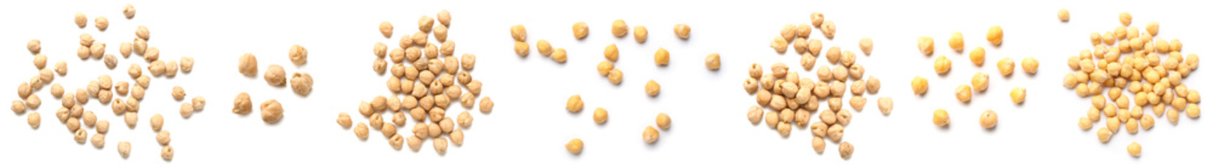 Set of chickpea isolated on white, top view