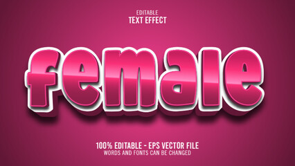 female 3d editable text effect template