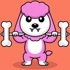 Vector illustration of premium cute dog doing bone lifting