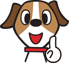 ジャックラッセルテリア犬　指差しで説明ポーズ(正面)