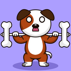 Vector illustration of premium cute dog doing bone lifting