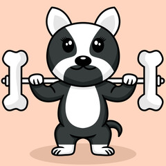 Obraz na płótnie Canvas Vector illustration of premium cute dog doing bone lifting