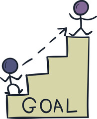 Business goal hand drawn filled outline style