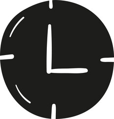 Clock hand drawn solid style