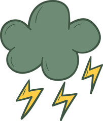 Cloud and storm hand drawn filled outline style
