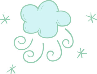 Cloudy windy hand drawn filled outline style