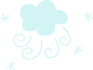 Cloudy windy hand drawn flat style