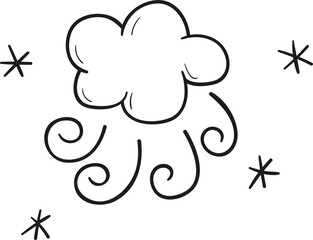 Cloudy windy hand drawn outline style