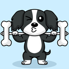 Fototapeta premium Vector illustration of premium cute dog doing bone lifting