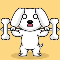 Vector illustration of premium cute dog doing bone lifting