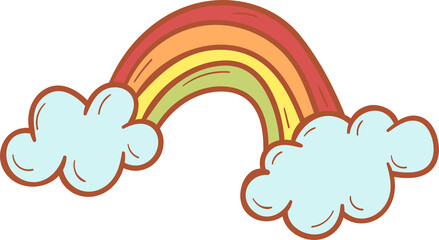 Rainbow hand drawn filled outline style