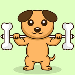 Vector illustration of premium cute dog doing bone lifting