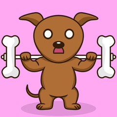 Vector illustration of premium cute dog doing bone lifting