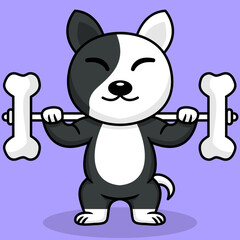 Plakat Vector illustration of premium cute dog doing bone lifting