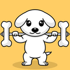 Fototapeta na wymiar Vector illustration of premium cute dog doing bone lifting