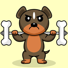Naklejka premium Vector illustration of premium cute dog doing bone lifting