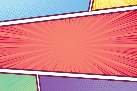 Flat colorful comic frame style background