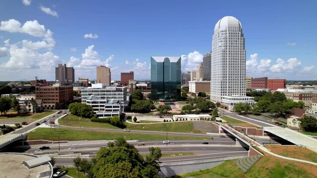 Aerial Orbit Winston Salem NC, North Carolina Skyline