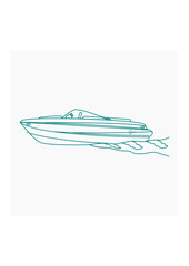 Editable Side View American Bowrider Boat on Water Vector Illustration in Outline Style for Artwork Element of Transportation or Recreation Related Design