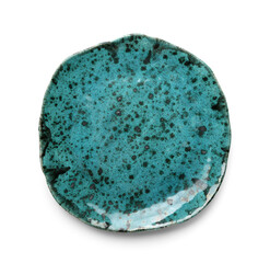 Empty ceramic plate isolated on white, top view