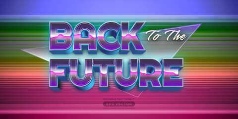 Back to the future editable text effect retro style with vibrant theme concept for trendy flyer, poster and banner template promotion