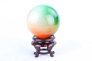Onyx ball on wood stand