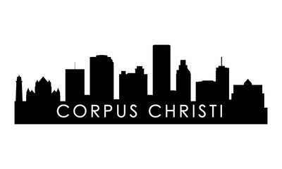 Corpus Christi skyline silhouette. Black Corpus Christi city design isolated on white background.