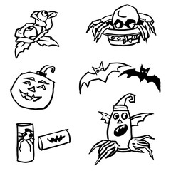 set of Halloween cartoon vector for card illustration decoration