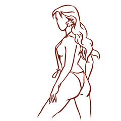 Fototapeta premium illustration of a woman in bikini vector for card illustration background