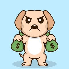 Obraz na płótnie Canvas Vector illustration of premium cute dog carrying a sack