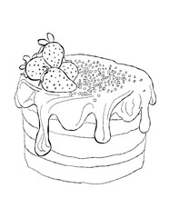 hand drawn illustration of cake