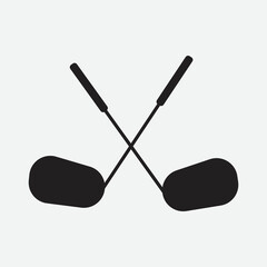 golf stick sports equipment tournament golf logo vector icon on white background