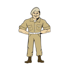 Obraz premium Ranger Standing Attention Cartoon