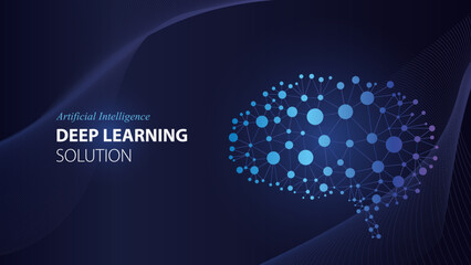 AI DEEP LEARNING, Artificial intelligence. Neural network. digital brain, AI brain, AI digital brain, network Brain. Science and Technology concept. Brainstorm think idea. Vector illustration.